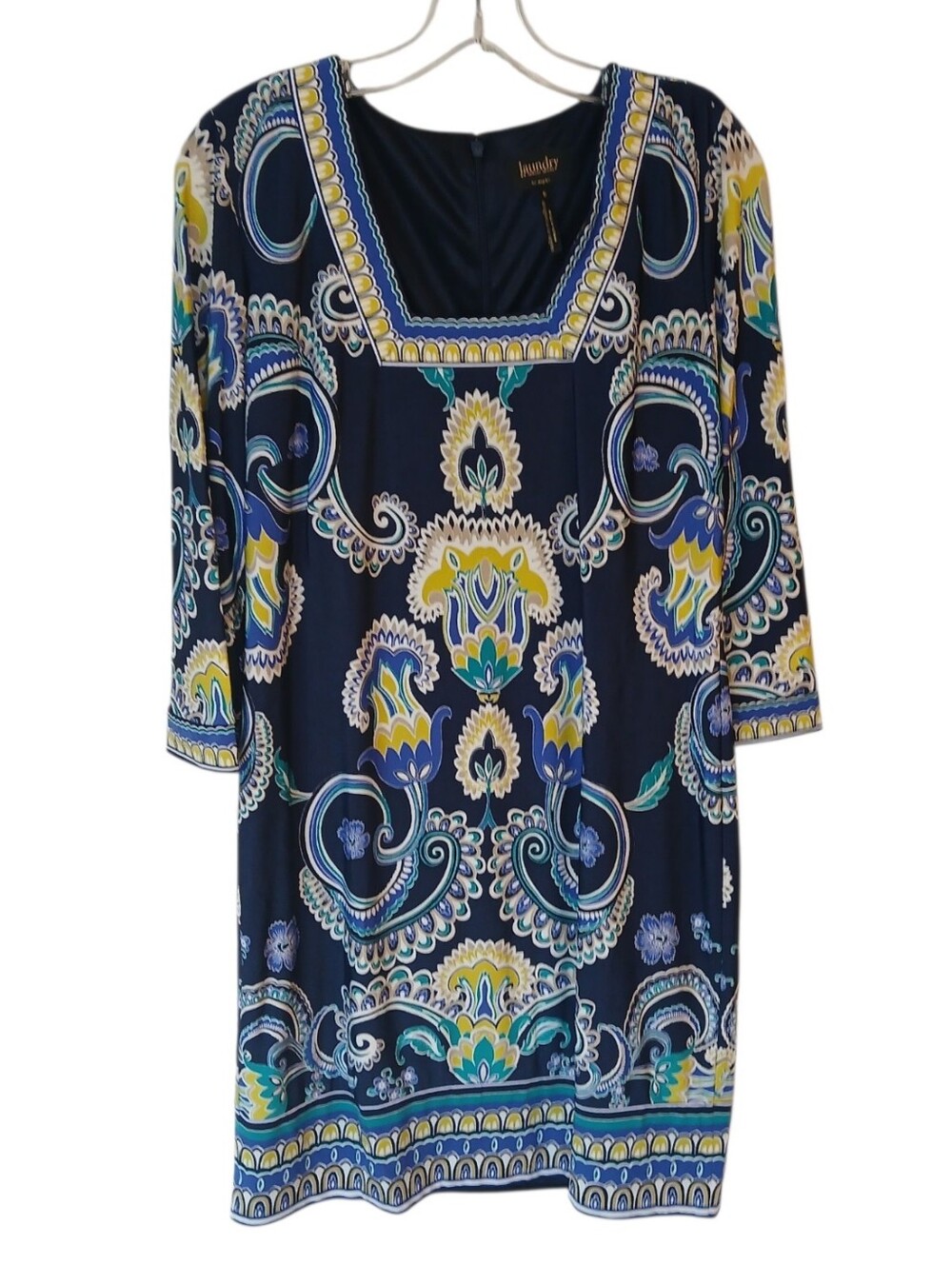 Laundry By Shelli Segal Navy Printed Paisley Dress Size 6